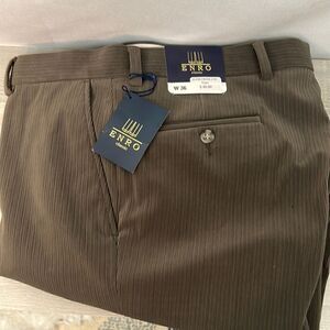 Enro Classic Olive Green Corduroy Flat Front Pants new With Tags 36/38
